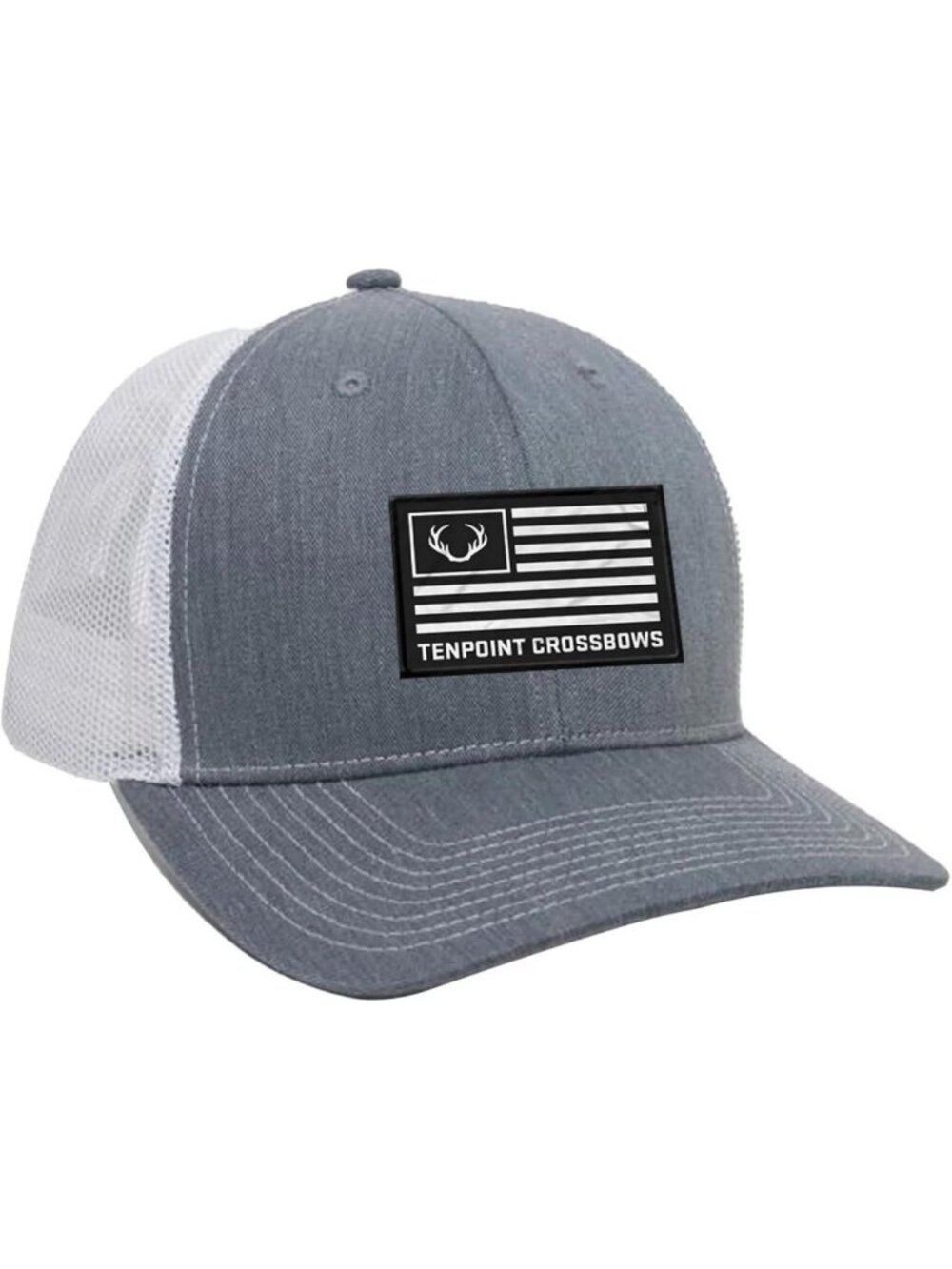Stylish Gray/White Trucker Hat with Flag Patch - Adjustable Snapback for All